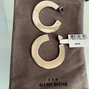 ALEXIS BITTAR Large Rhodium Plated Liquid Metal Hoop Earrings
